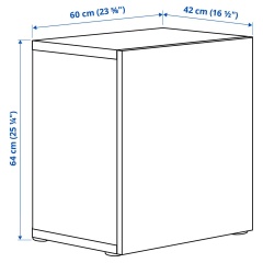 IKEA BESTÅ БЕСТО Настінна комбінація шаф, глянсовий / чорний / Glassvik, 60x42x64 см 29439825 | 294.398.25