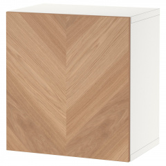 IKEA BESTA Комбинация настенных шкафов, белый / ХЕДЕВИКЕН дуб, 60x42x64 см 09439826 | 094.398.26