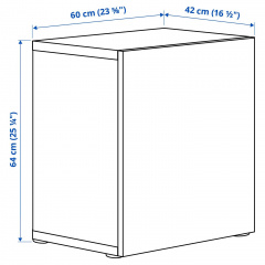 IKEA BESTA Комбинация настенных шкафов, белый / ХЕДЕВИКЕН дуб, 60x42x64 см 09439826 | 094.398.26