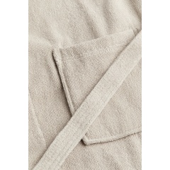 H&M Home Бавовняний махровий халат - довгий рукав - міді - світло-коричневий сірий 1210569002 | 1210569002
