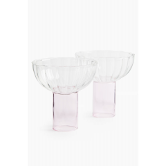 H&M Home Склянка на ніжці, 2 шт - Рожевий / Прозорий 1306236001 | 1306236001