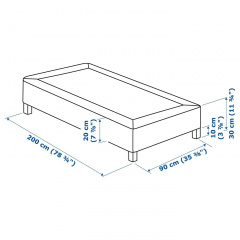 IKEA LYNGÖR Реечное основание матраса, включая ногу/темно-серый, 90x200 см 99608278 | 996.082.78