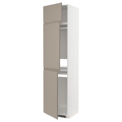 IKEA METOD МЕТОД Шафа висока для холод/мороз із 3 дв, білий / Upplöv матовий темно-бежевий, 60x60x240 см 89492424 | 894.924.24