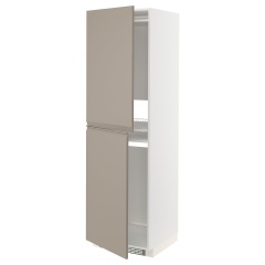 IKEA METOD МЕТОД Висока шафа для холодильнка/морозил, білий / Upplöv матовий темно-бежевий, 60x60x200 см 29491540 | 294.915.40