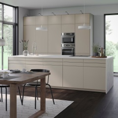 IKEA METOD МЕТОД Висока шафа для холодильнка/морозил, білий / Upplöv матовий темно-бежевий, 60x60x200 см 29491540 | 294.915.40