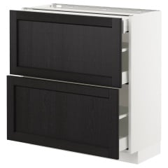 IKEA METOD МЕТОД / MAXIMERA МАКСІМЕРА Підлогова шафа/2 фронт пан/3 шухл, білий/ЛЕРХЮТТАН чорна морилка, 80x37 см 79256837 | 792.568.37