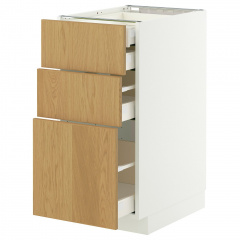 IKEA METOD / MAXIMERA Нплн шк 3 фасада/2низ/1срд/1выс ящ, Белый / Дубовый шпон Синарп, 40x60 см 39600850 | 396.008.50