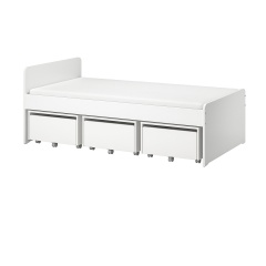 IKEA SLÄKT СЛЕКТ Ліжко з 3 ящиками, білий, 90x200 см 89386070 | 893.860.70