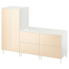 IKEA SMÅSTAD СМОСТАД / PLATSA ПЛАТСА Гардероб, білий береза/з 2 комодами, 180x57x133 см 49485029 | 494.850.29