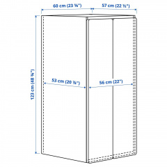 IKEA SMÅSTAD СМОСТАД / PLATSA ПЛАТСА Гардероб, білий береза/3 полиці, 60x57x123 см 29483352 | 294.833.52