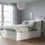 IKEA BRIMNES БРИМНЭС Кровать двуспальная с ящиками, Изголовье кровати, белый / Leirsund, 160x200 см 99157474 991.574.74