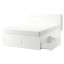 IKEA BRIMNES БРИМНЭС Кровать двуспальная с ящиками, Изголовье кровати, белый / Leirsund, 140x200 см 99157469 991.574.69