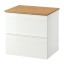 IKEA GODMORGON ГОДМОРГОН / TOLKEN ТОЛКЕН Шкаф под раковину с 2 ящиками, глянцевый белый / бамбук, 62x49x60 см 59295415 592.954.15