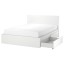 IKEA MALM МАЛЬМ Кровать двуспальная с 2 ящиками, белый / Leirsund, 160x200 см 39176159 391.761.59