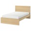 IKEA MALM МАЛЬМ Кровать односпальная, высокий, дубовый шпон беленый / Luröy, 120x200 cм 59132287 591.322.87