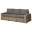 IKEA SOLLERÖN СОЛЛЕРОН 3-местный модульный диван, для улицы, коричневый / Frösön / Duvholmen темно-серый, 223x82x88 cм 39252474 392.524.74