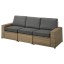 IKEA SOLLERÖN СОЛЛЕРОН 3-местный модульный диван, для улицы, коричневый / Frösön / Duvholmen темно-серый, 223x82x88 cм 39252474 392.524.74
