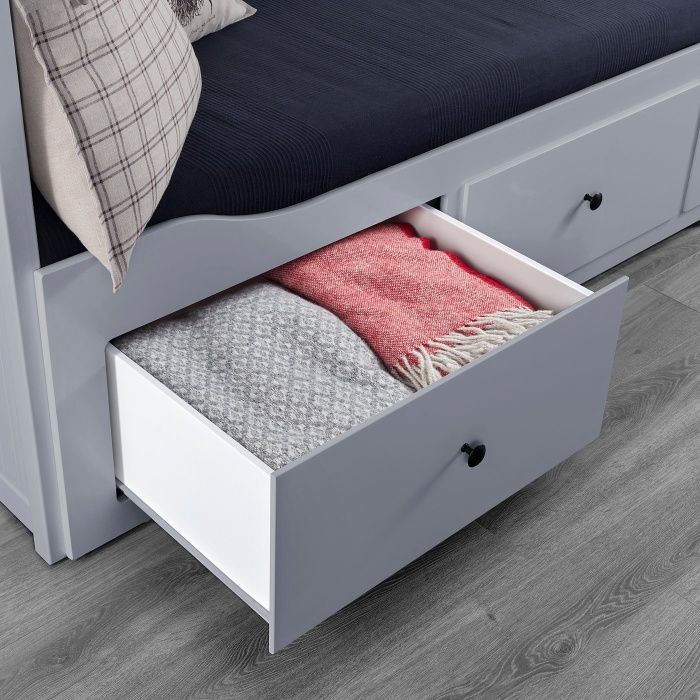 HEMNES Каркас кровати-кушетки с 3 ящиками, серый