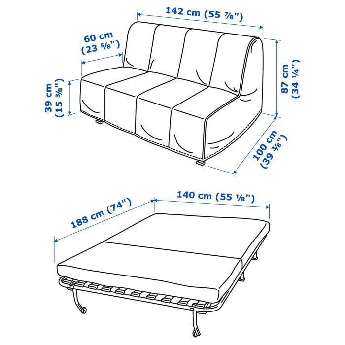 LYCKSELE MURBO 2-местный диван-кровать, Knisa светло-серый