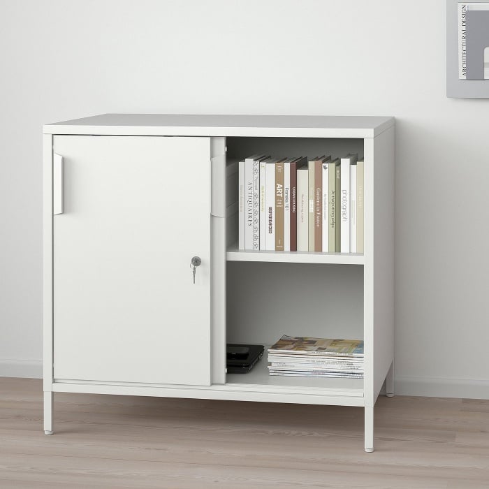 TROTTEN ТРОТТЕН Шафа з розсувними дверцятами, білий, 80x55x75 см