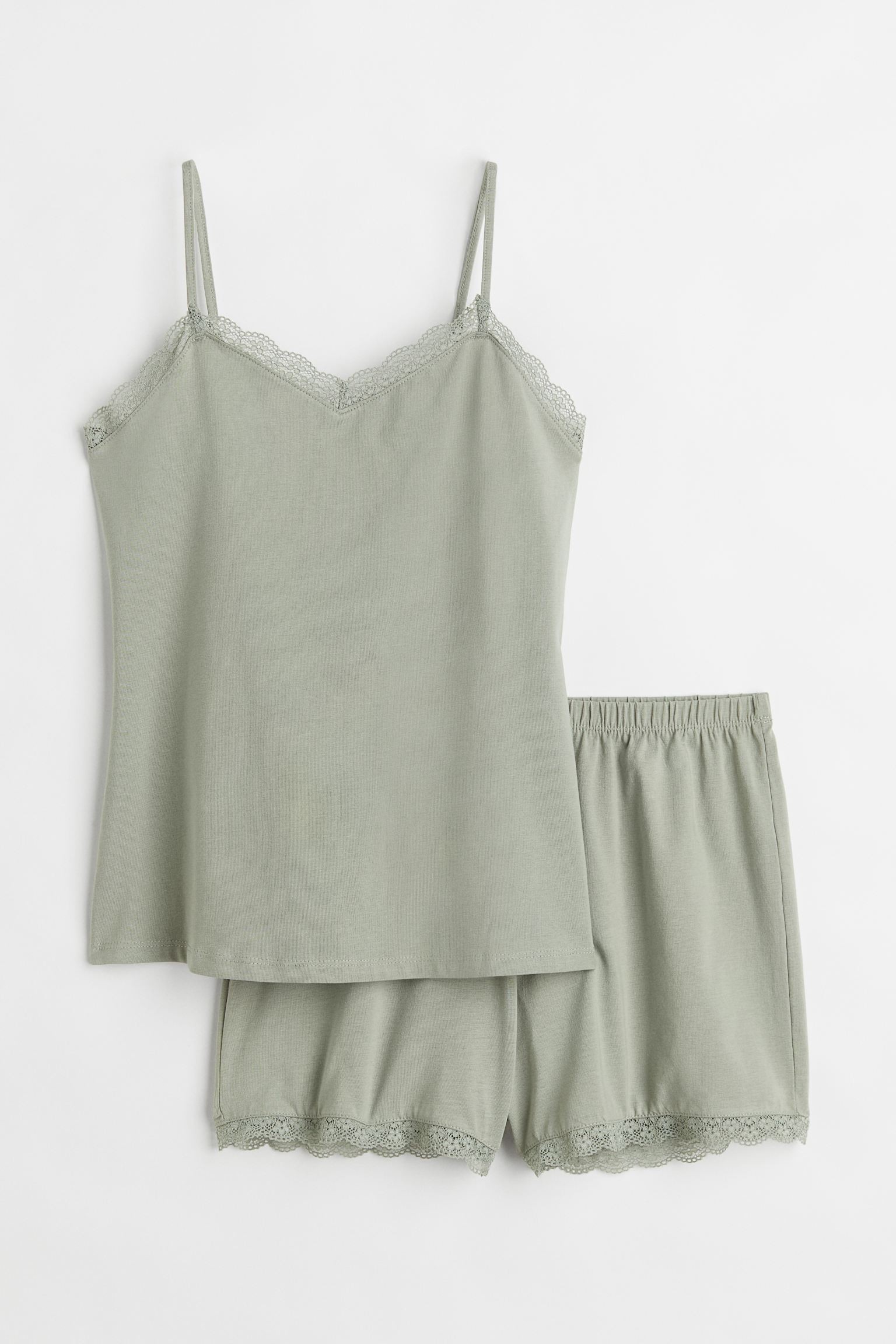 H&M Home Піжама з сорочкою та шортами, Світло-зелений хакі, Різні розміри 0806241023 | 0806241023