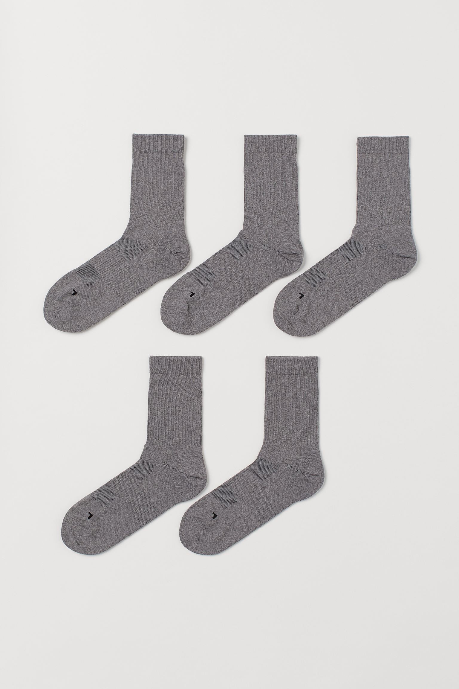 H&M Home Шкарпетки спортивні, 5 пар, Сірий меланж, Різні розміри 0861851004 | 0861851004