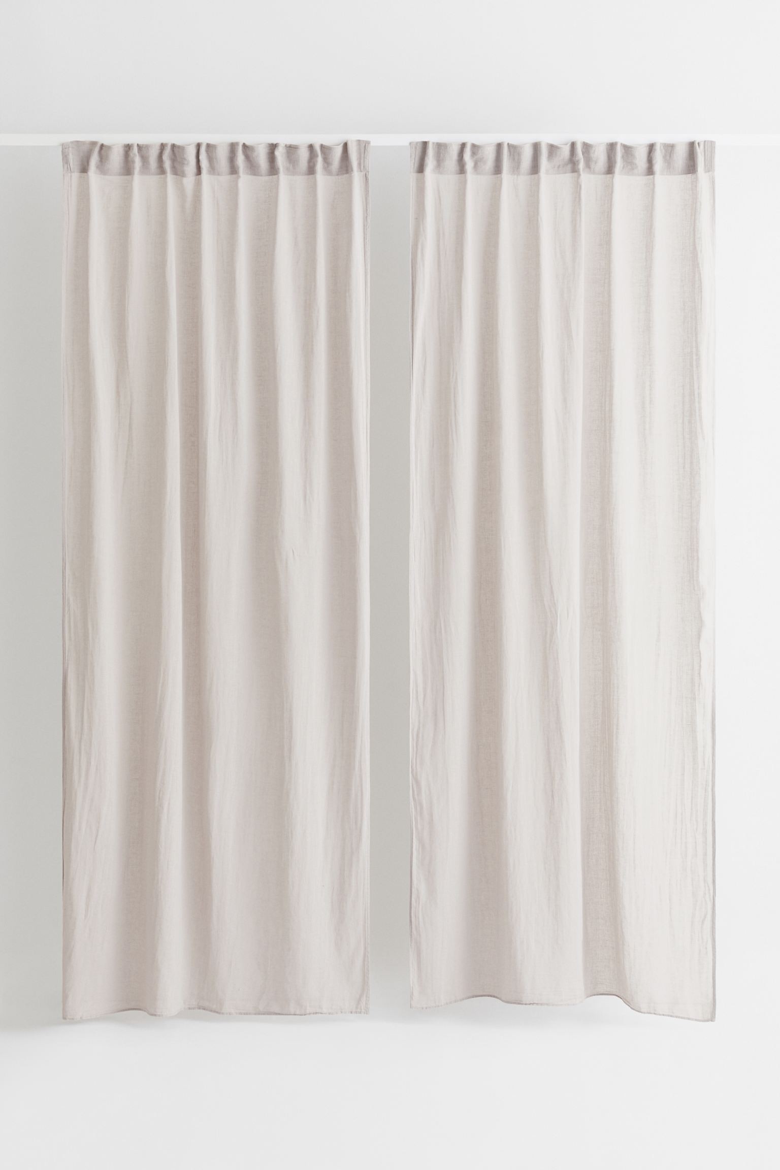 H&M Home Багатофункціональна штора з суміші льону, 2 шт., Світло-сірий бежевий, 120x250 1039973005 | 1039973005