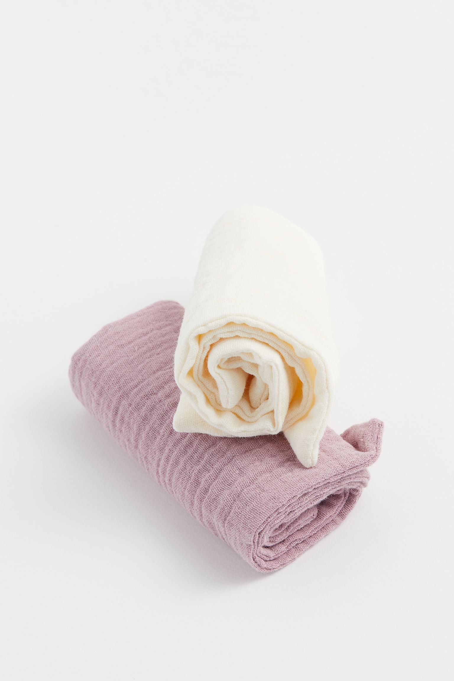 H&M Home Маленький бавовняний мусліновий рушник, 2 шт., Білий/Фіолетовий 1057730001 | 1057730001