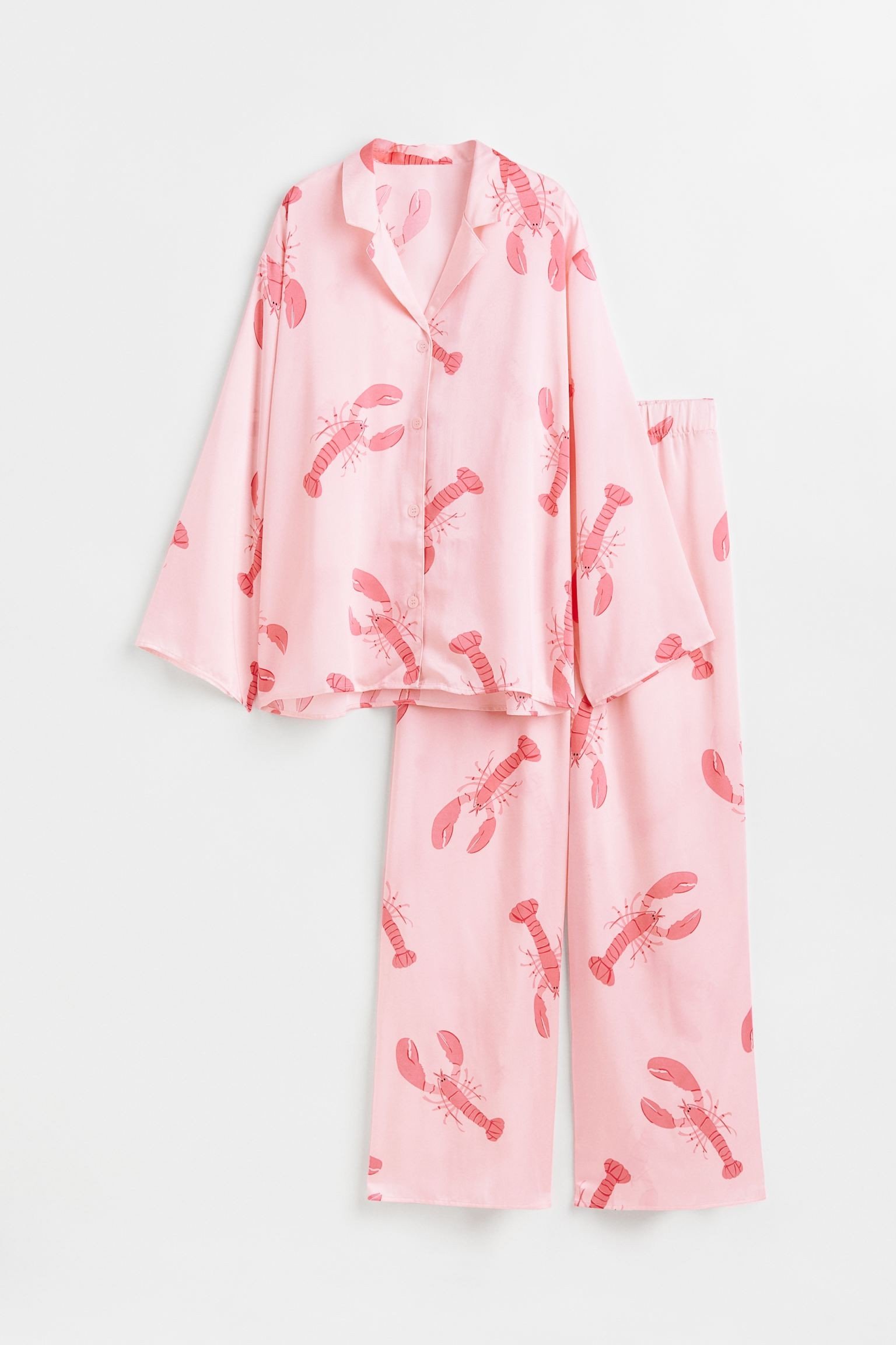 H&M Home Піжама з сорочкою та штанами, Світло-рожевий/Ракі, Різні розміри 1100592005 1100592005