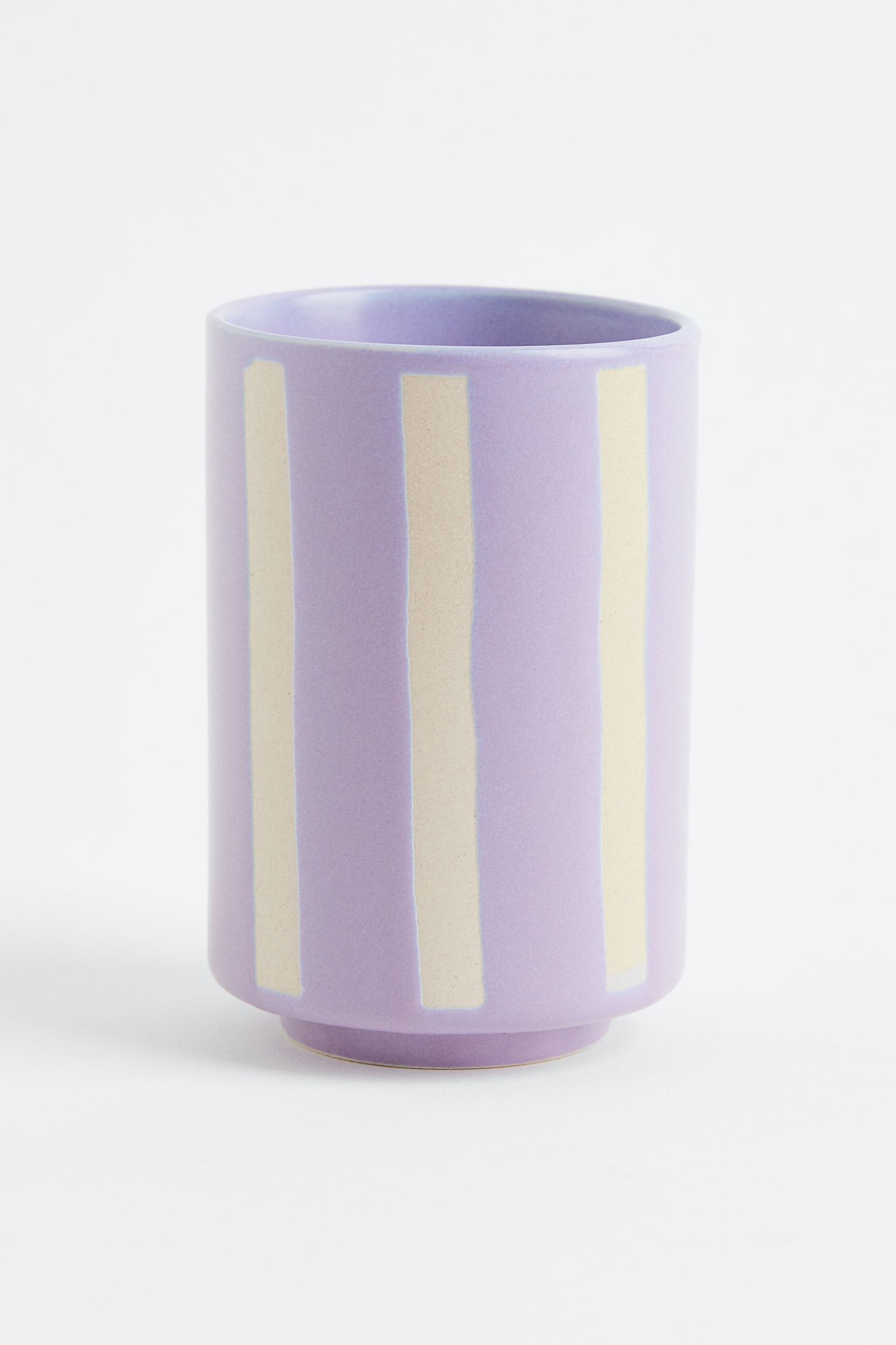 H&M Home Керамічна чашка для зубних щіток, Світло-фіолетовий/смугастий 1109038003 | 1109038003