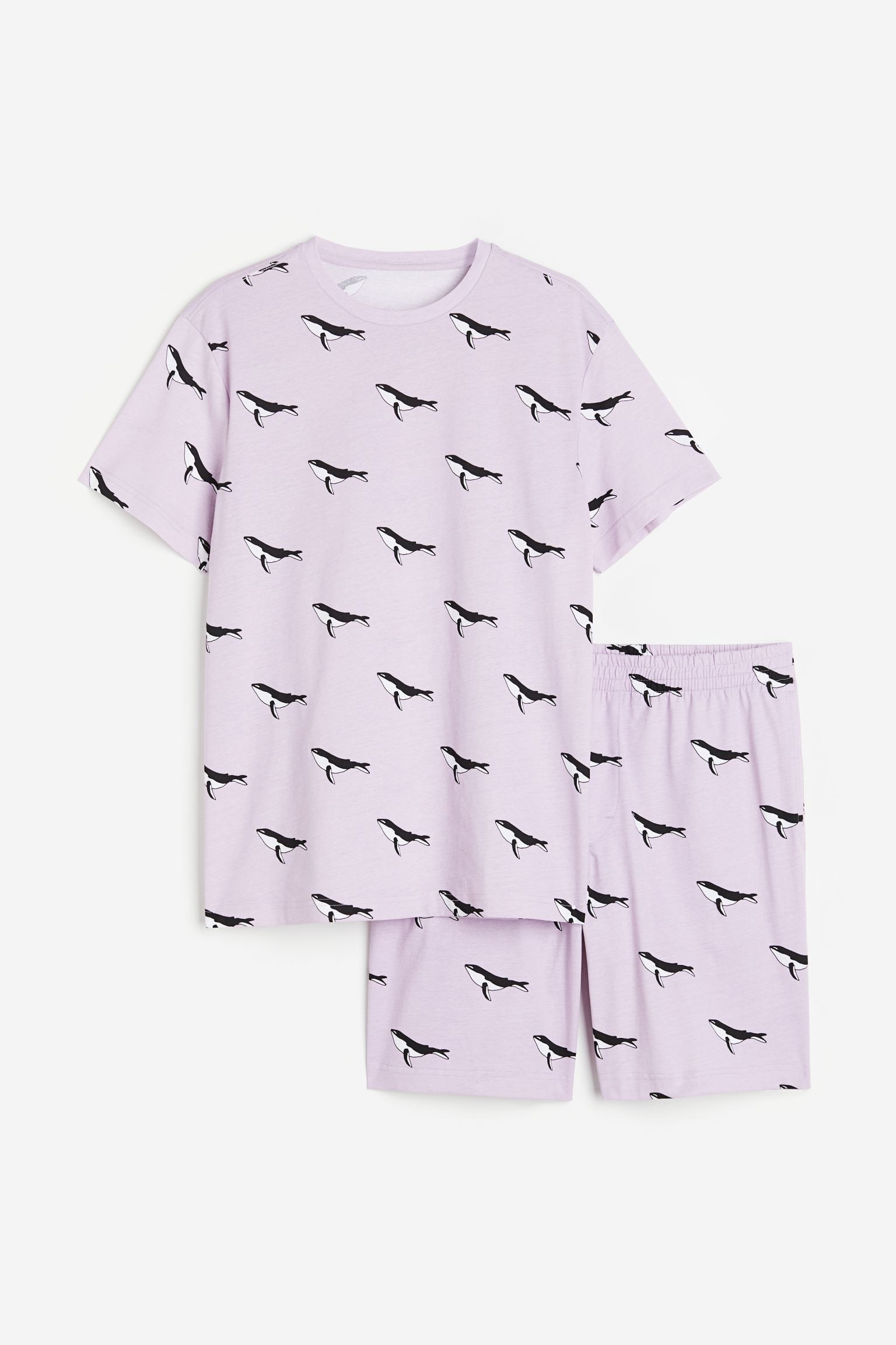H&M Home Піжама з футболкою та шортами звичайного покрою, Світлофіолетовий, Різні розміри 1116123007 1116123007