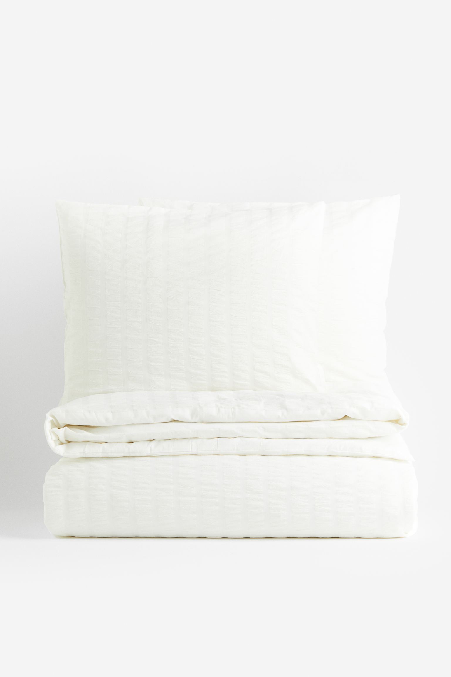 H&M Home Двоспальна постільна білизна з жатої тканини, Білий, 200x200 + 50x60 1159844002 | 1159844002