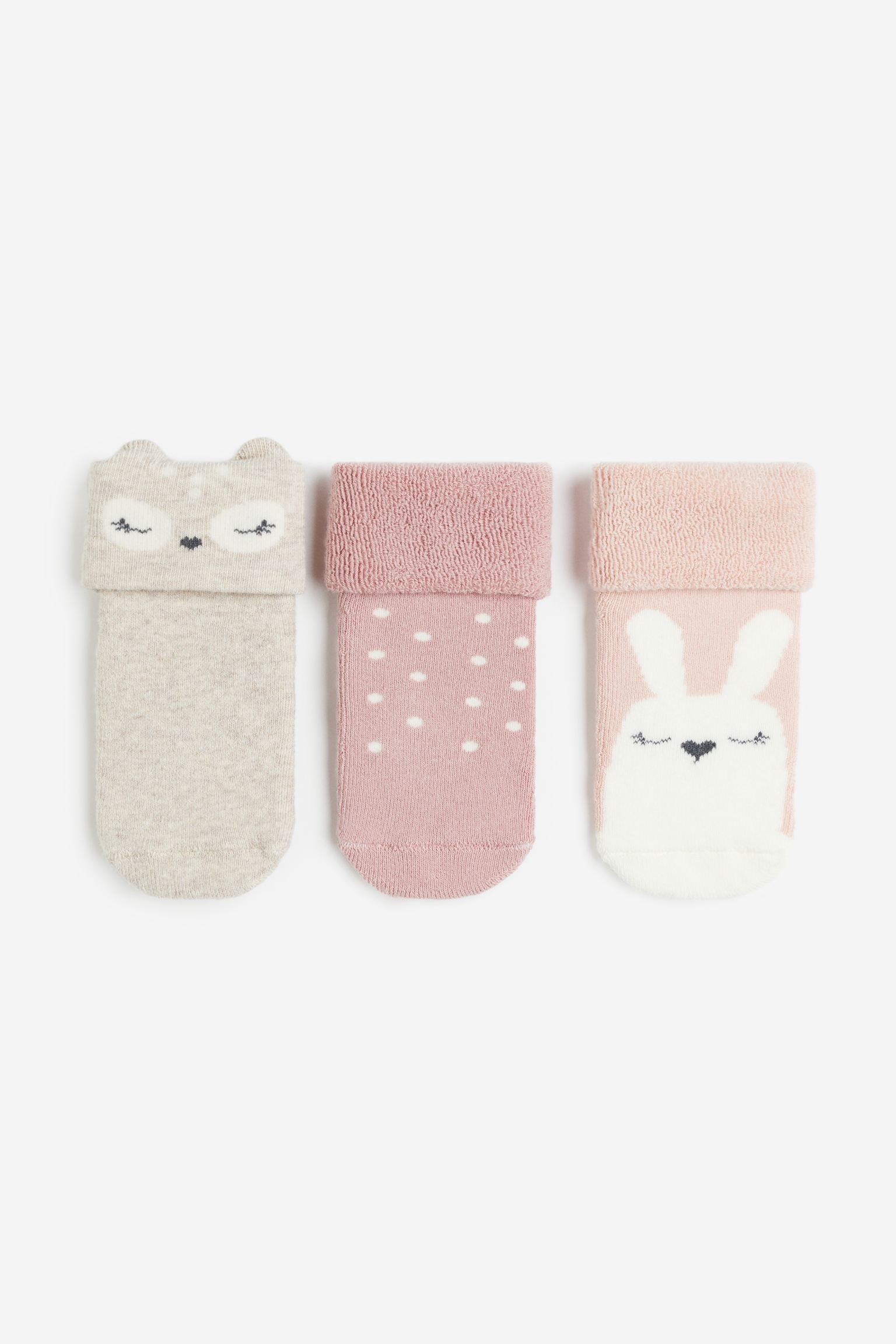 H&M Home Шкарпетки махрові, 3 пари, Світло-рожевий/Кролик, Різні розміри 1167714001 | 1167714001