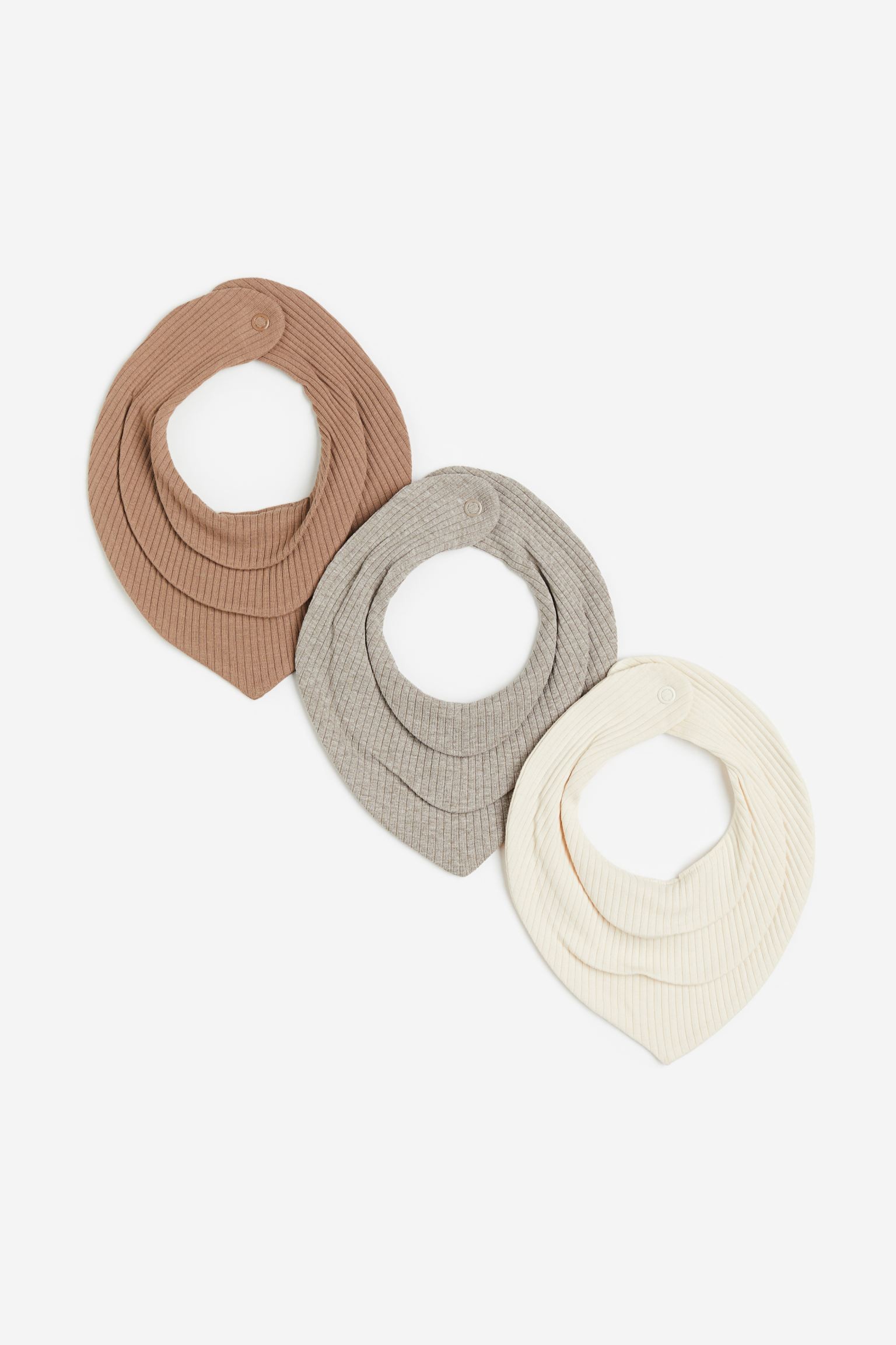 H&M Home Трикутний шарф у смужки, 3 шт., Натуральний білий/Сірий, 19x19 1176690003 1176690003