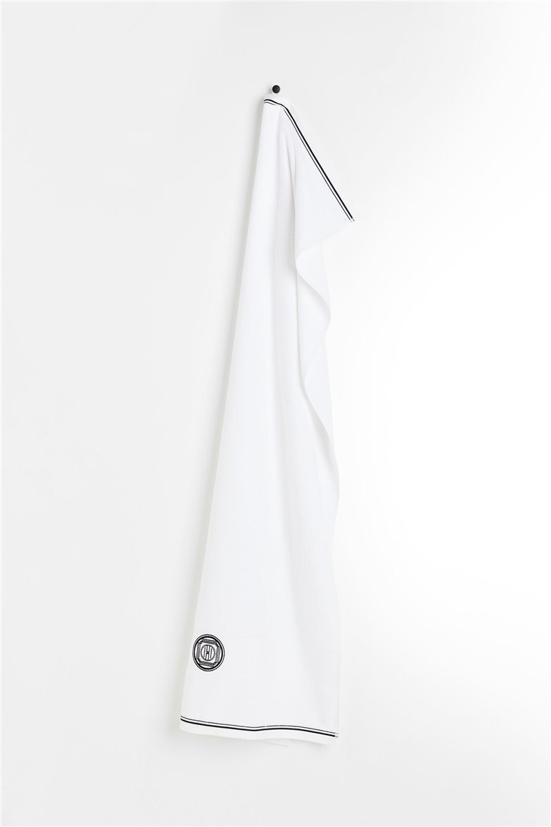 H&M Home Класичний банний рушник з емблемою, Білий чорний, 70x140 1178018001 1178018001