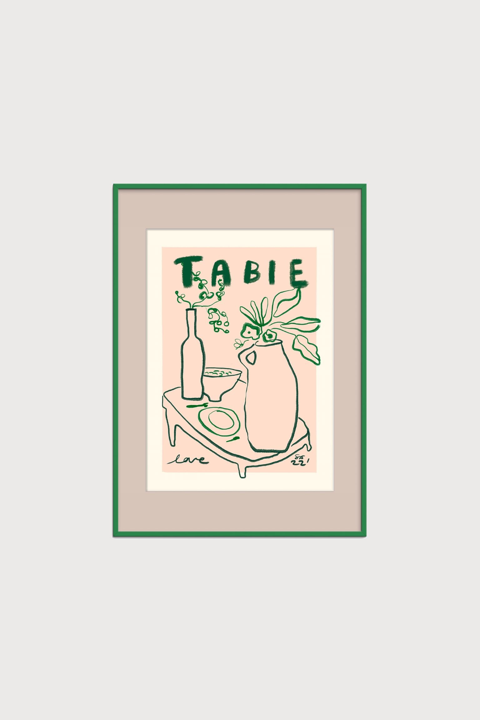 Poster & Frame Das Rotes Rabbit - Table Love (в рамці) - Green/стіл 1204702001 | 1204702001