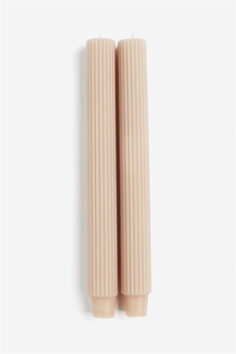 H&M Home Смугаста свічка 2 шт, Світло-коричнево-сірий 1205526001 | 1205526001