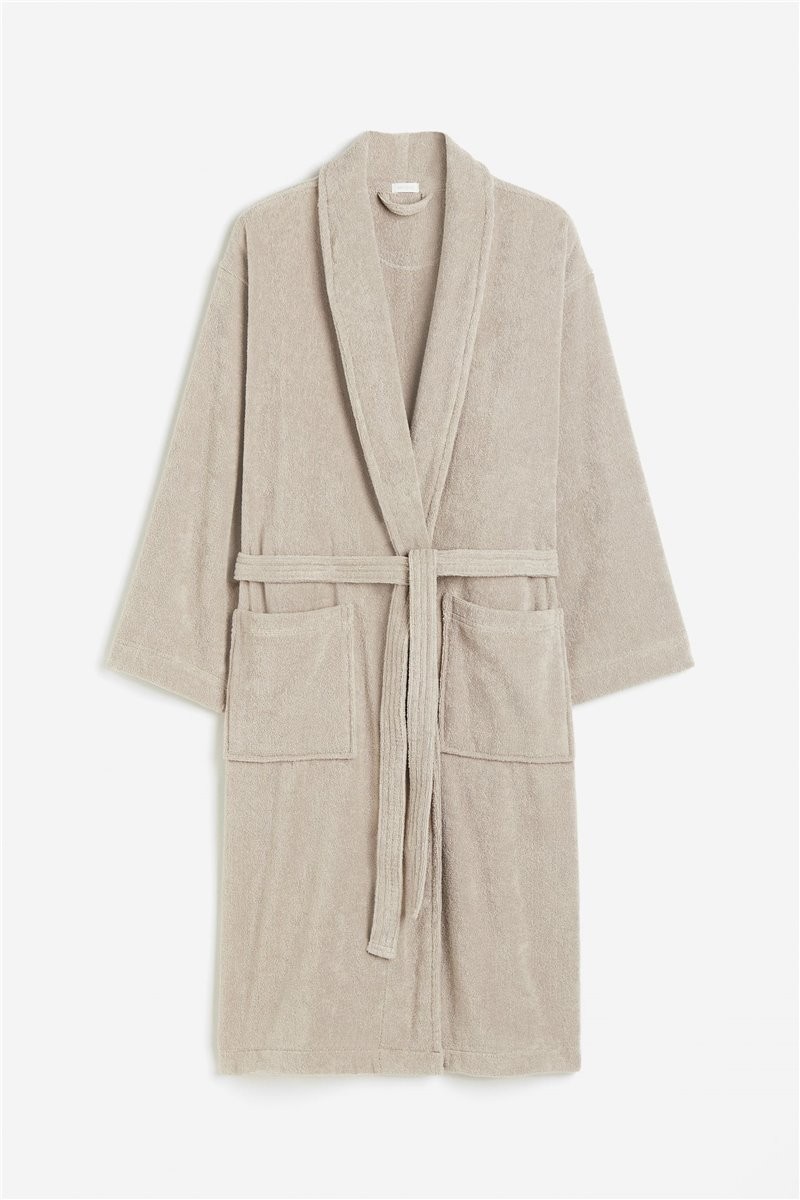 H&M Home Бавовняний махровий халат, Світло-коричнево-сірий, Різні розміри 1210569002 | 1210569002