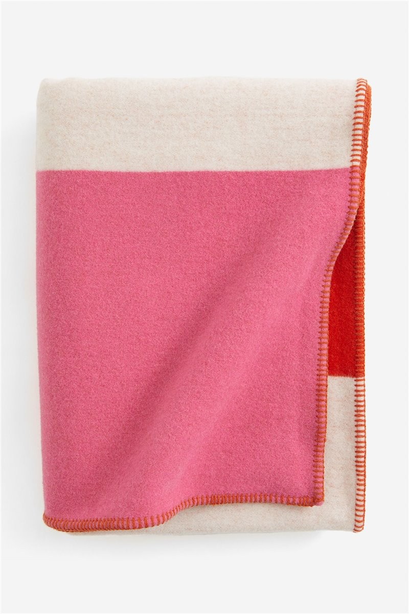 H&M Home Плед з суміші вовни, Помаранчевий/рожевий, 130x170 1214398001 1214398001