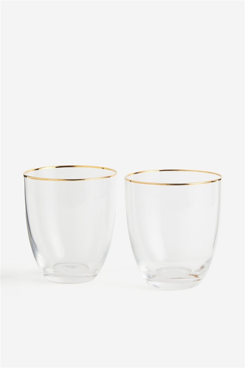 H&M Home Склянка, 2 шт., Прозоре скло/золотисте 1214406001 | 1214406001
