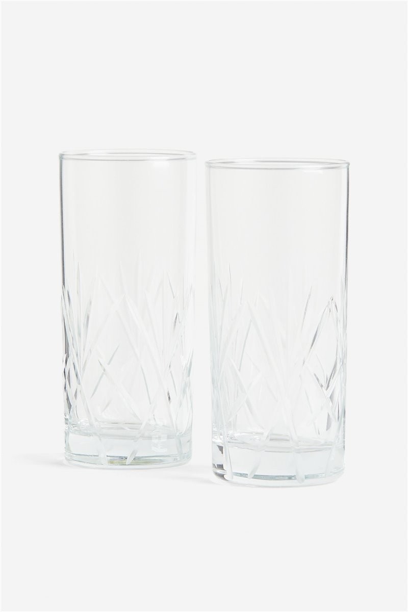 H&M Home Висока склянка, 2 шт., Прозоре скло 1214451001 | 1214451001