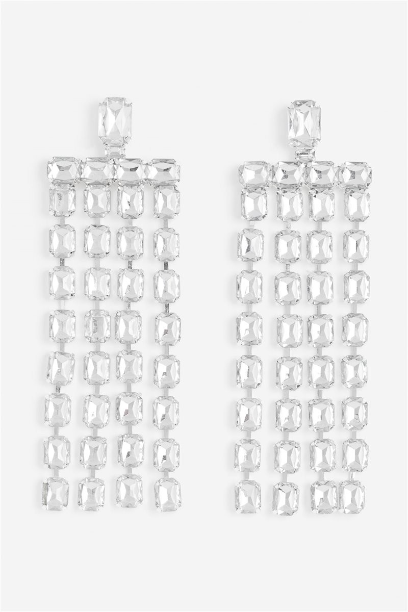 H&M Home Довгі сережки зі стразами, сріблястий 1222096001 1222096001