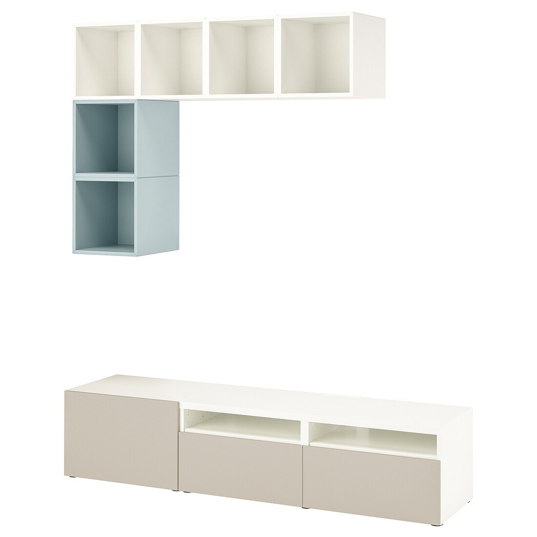 IKEA BESTÅ / EKET Комбінація шаф для ТВ, білий / світло-сіро-блакитний, 180x42x170 см 69522200 | 695.222.00