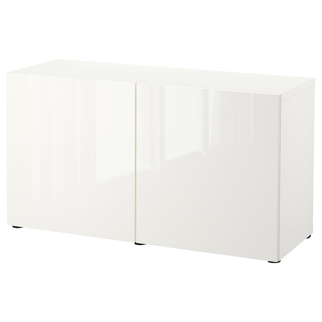 IKEA BESTÅ БЕСТО Комбінація для зберігання з дверцятами, білий / Selsviken глянцевий / білий, 120x42x65 см 19324599 | 193.245.99