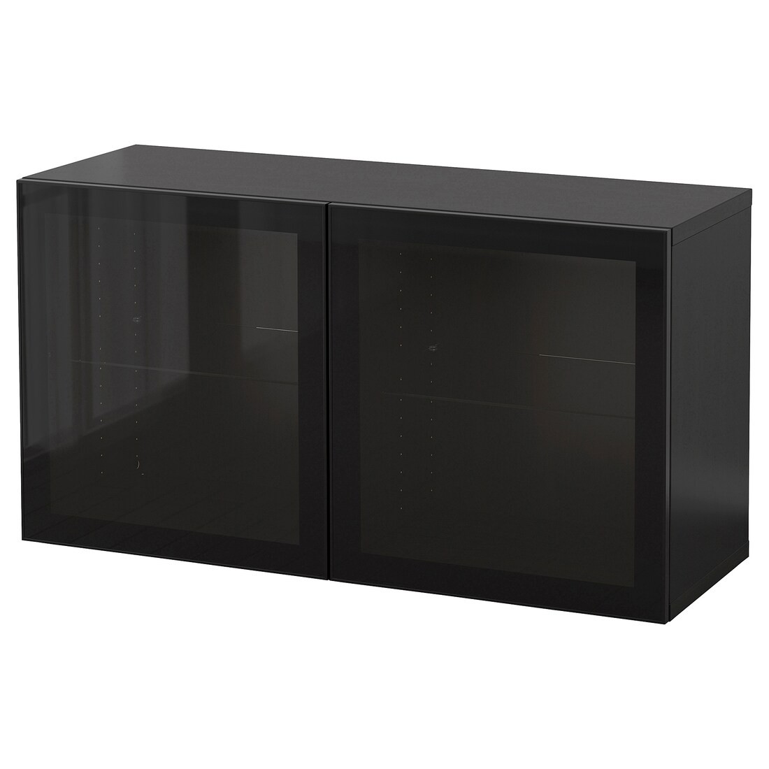 IKEA BESTÅ БЕСТО Комбінація настінних шаф, чорно-коричневий Glassvik / чорний скло прозоре, 120x42x64 см 29440796 294.407.96