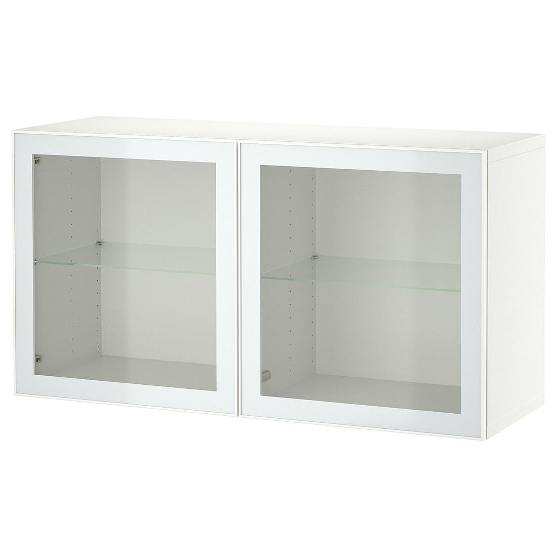 IKEA BESTÅ БЕСТО Комбінація настінних шаф, біле Glassvik / біле / світло-зелене прозоре скло, 120x42x64 см 09489232 094.892.32