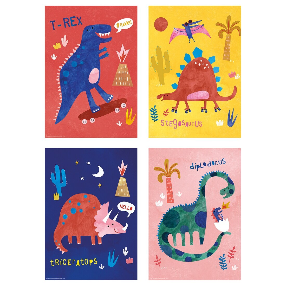 IKEA BILD БІЛЬД Постер, барвисті динозаври, 21x30 см 20533634 205.336.34