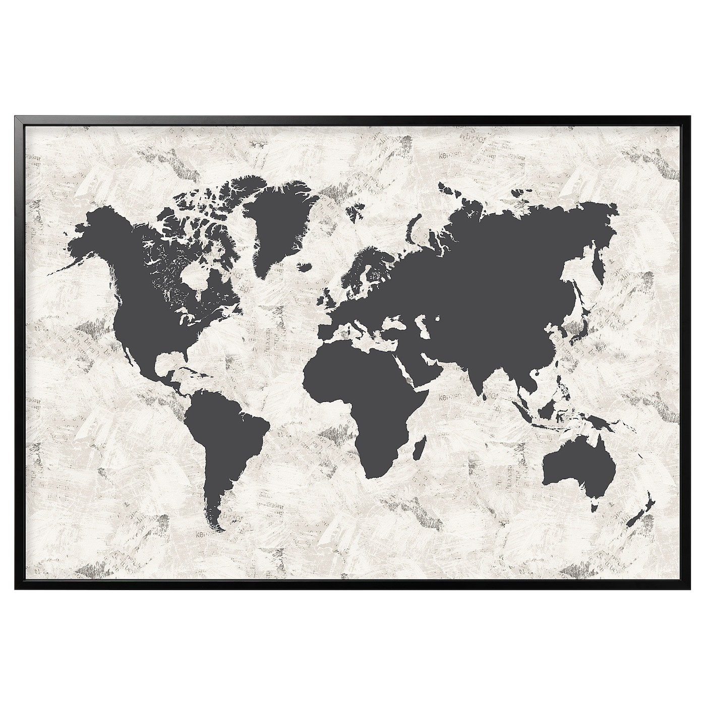 IKEA BJÖRKSTA БЬЙОРКСТА Картина з рамою, чорно-біла карта світу / чорний, 200x140 см 69416855 694.168.55