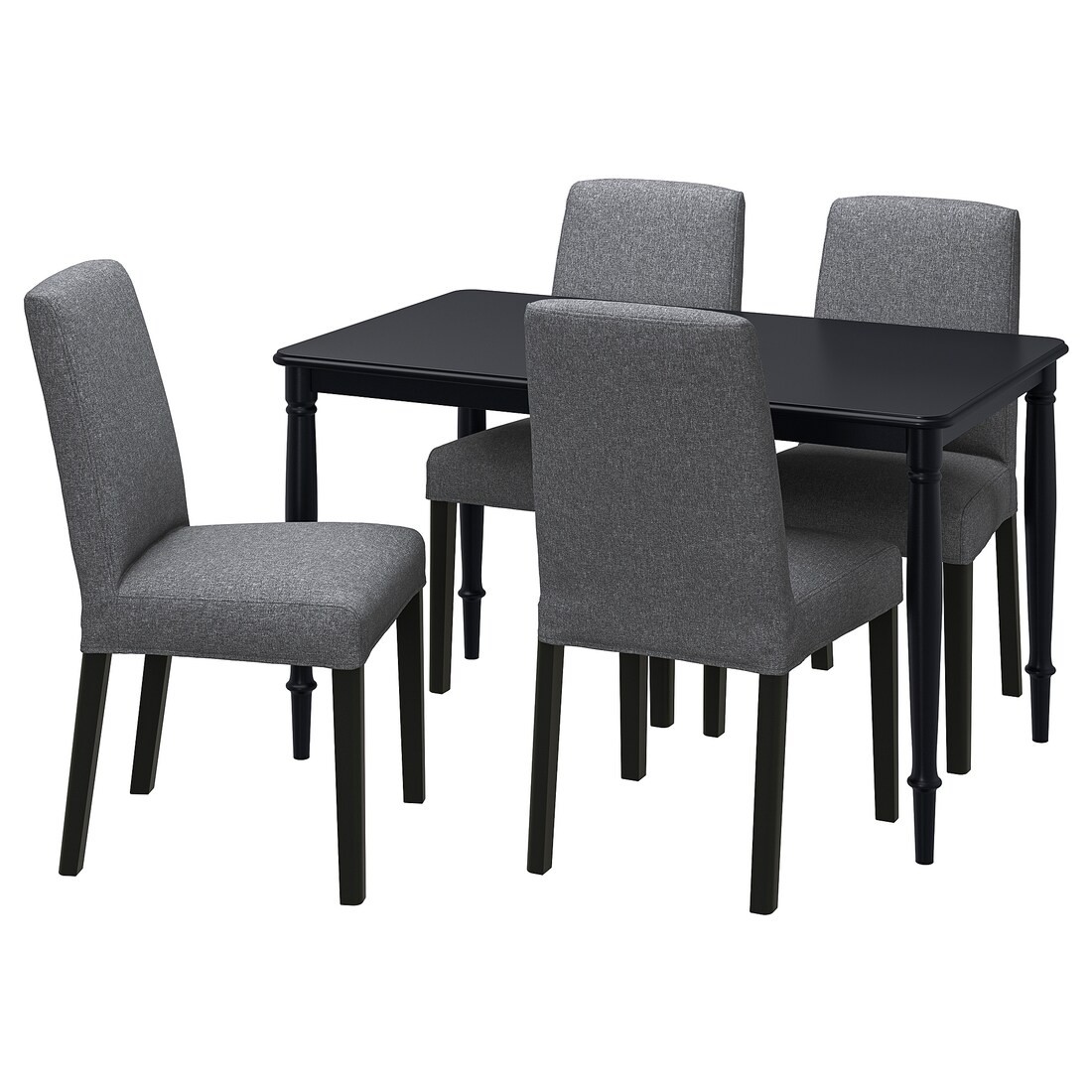 IKEA DANDERYD / BERGMUND Стіл та 4 стільці, чорний / Gunnared середньо-сірий, 130 см 29544303 295.443.03