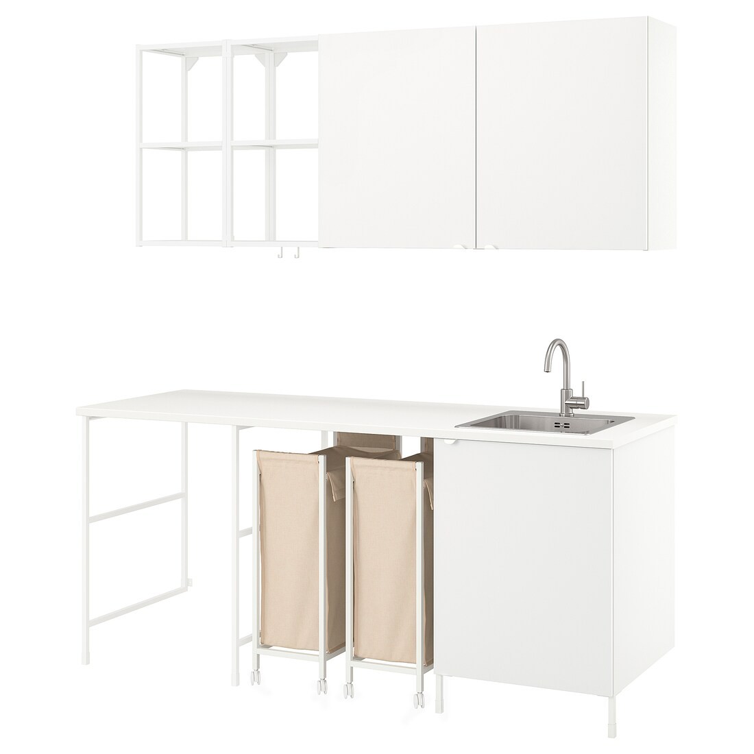 IKEA ENHET ЕНХЕТ Комбінація для зберігання для пральні, білий, 203x63,5x90,5 см 49497193 494.971.93